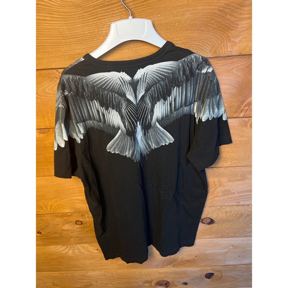 GUESS‎ Los Angeles XL Wing Print V-Neck T-Shirt Men's Black Cotton Short Sleeve - Picture 4 of 9